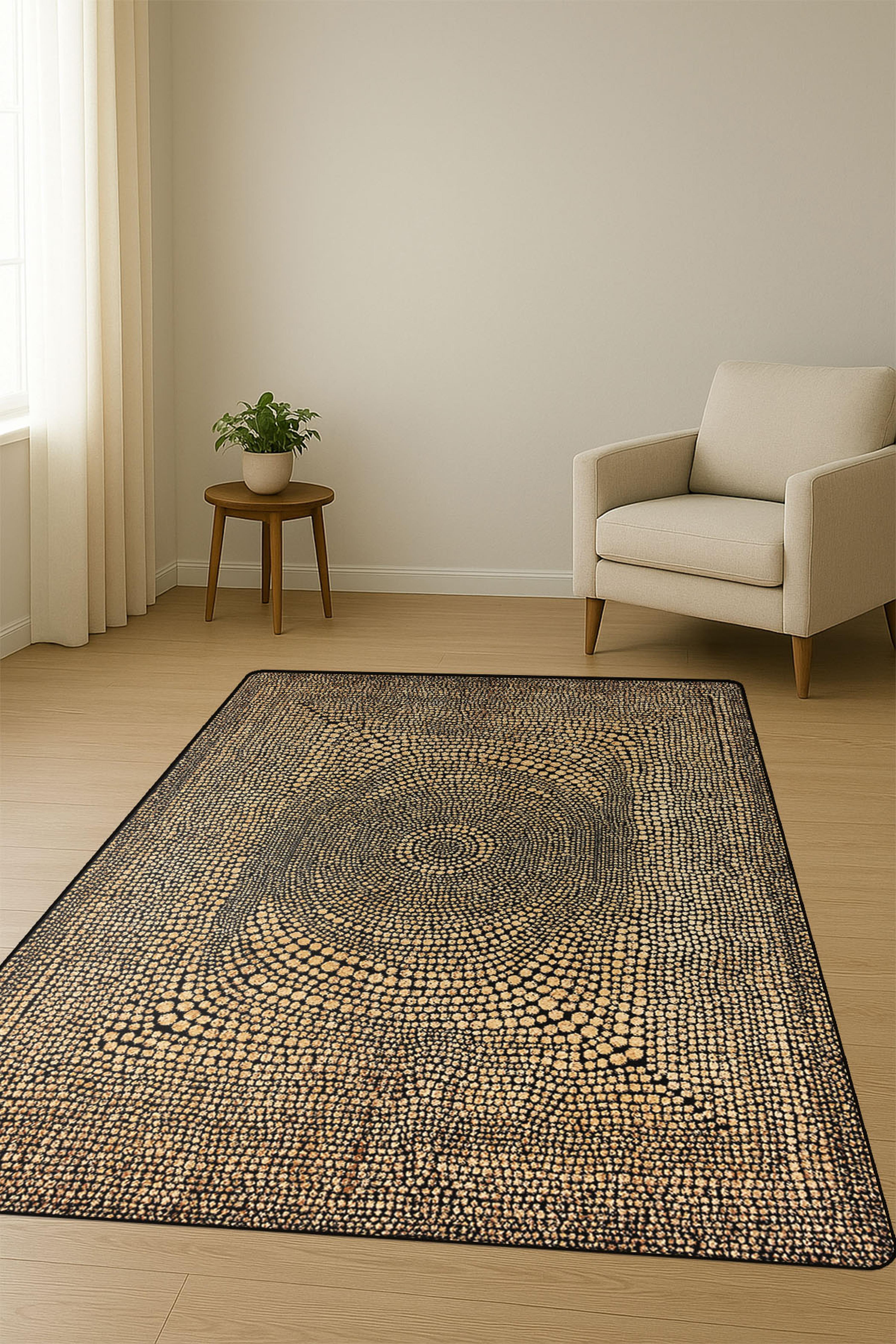 Modern Desenli Dijital Baskı Kaymaz Taban Halı H1119