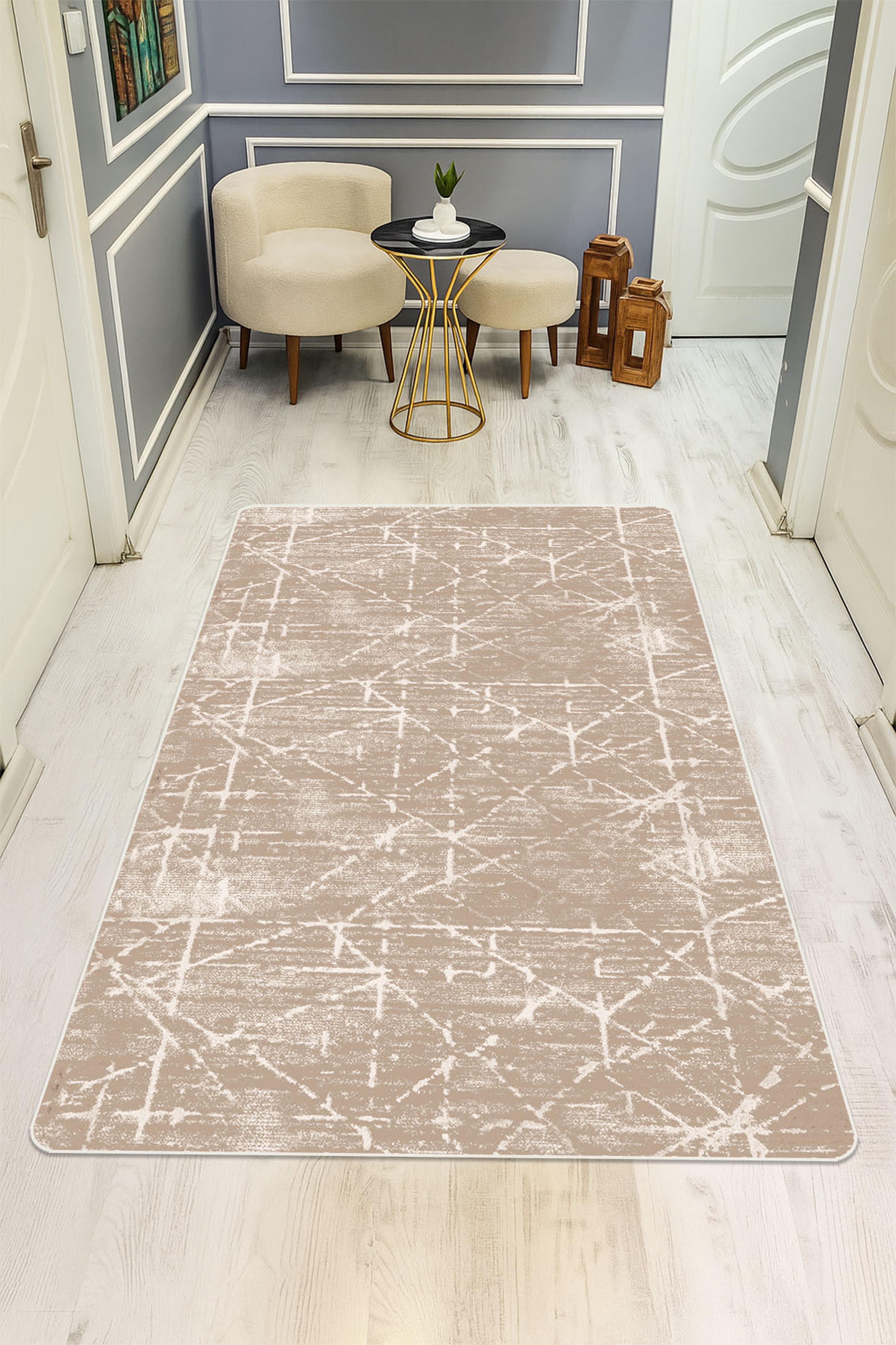 Modern Desenli Dijital Baskı Kaymaz Taban Halı H1039