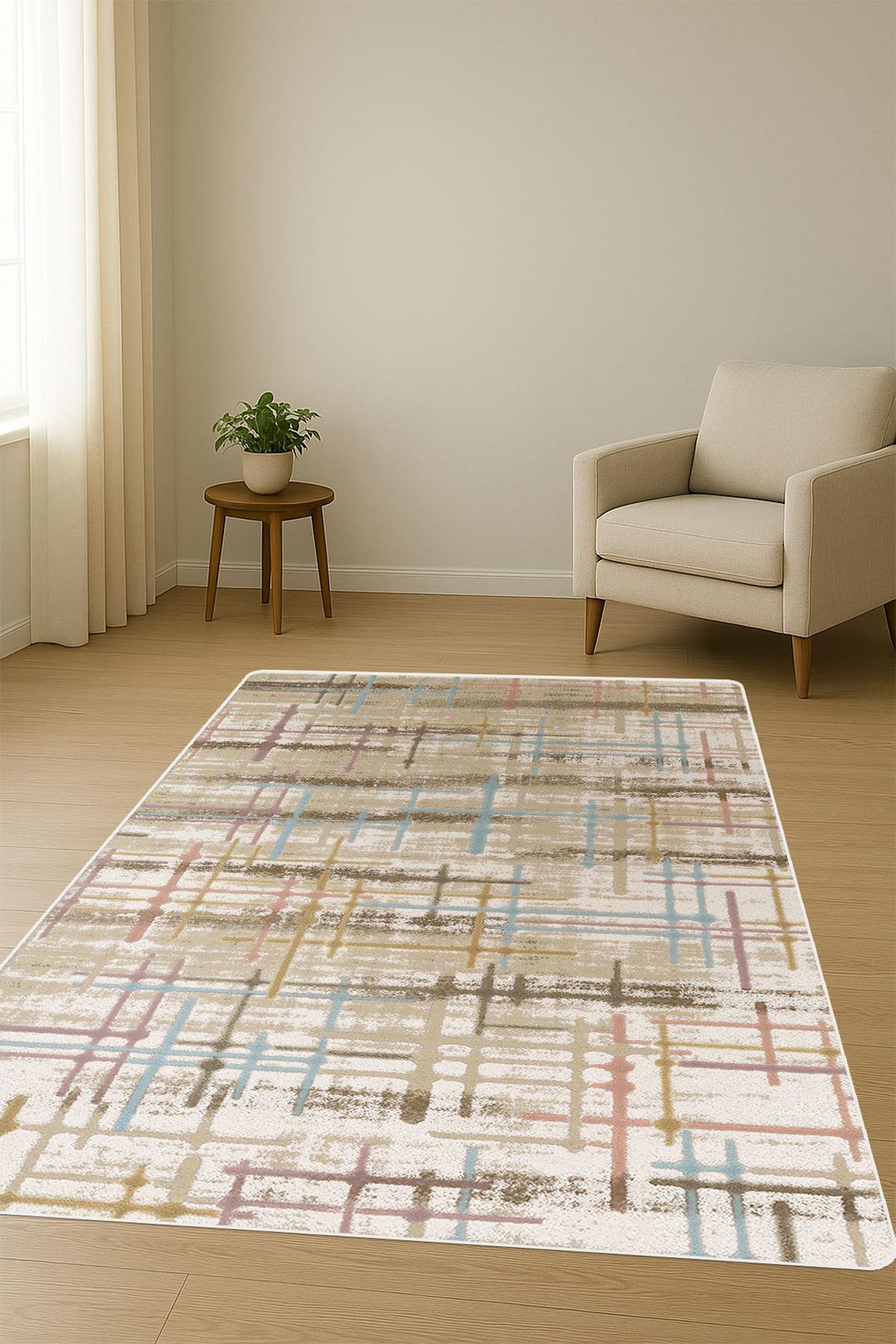 Modern Desenli Dijital Baskı Kaymaz Taban Halı H0252