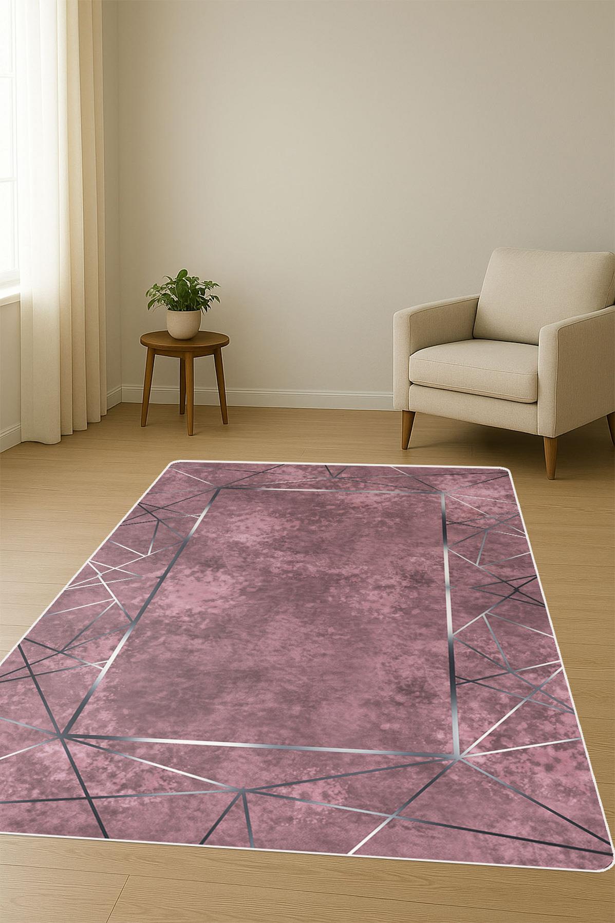 Modern Desenli Dijital Baskı Kaymaz Taban Halı H0124