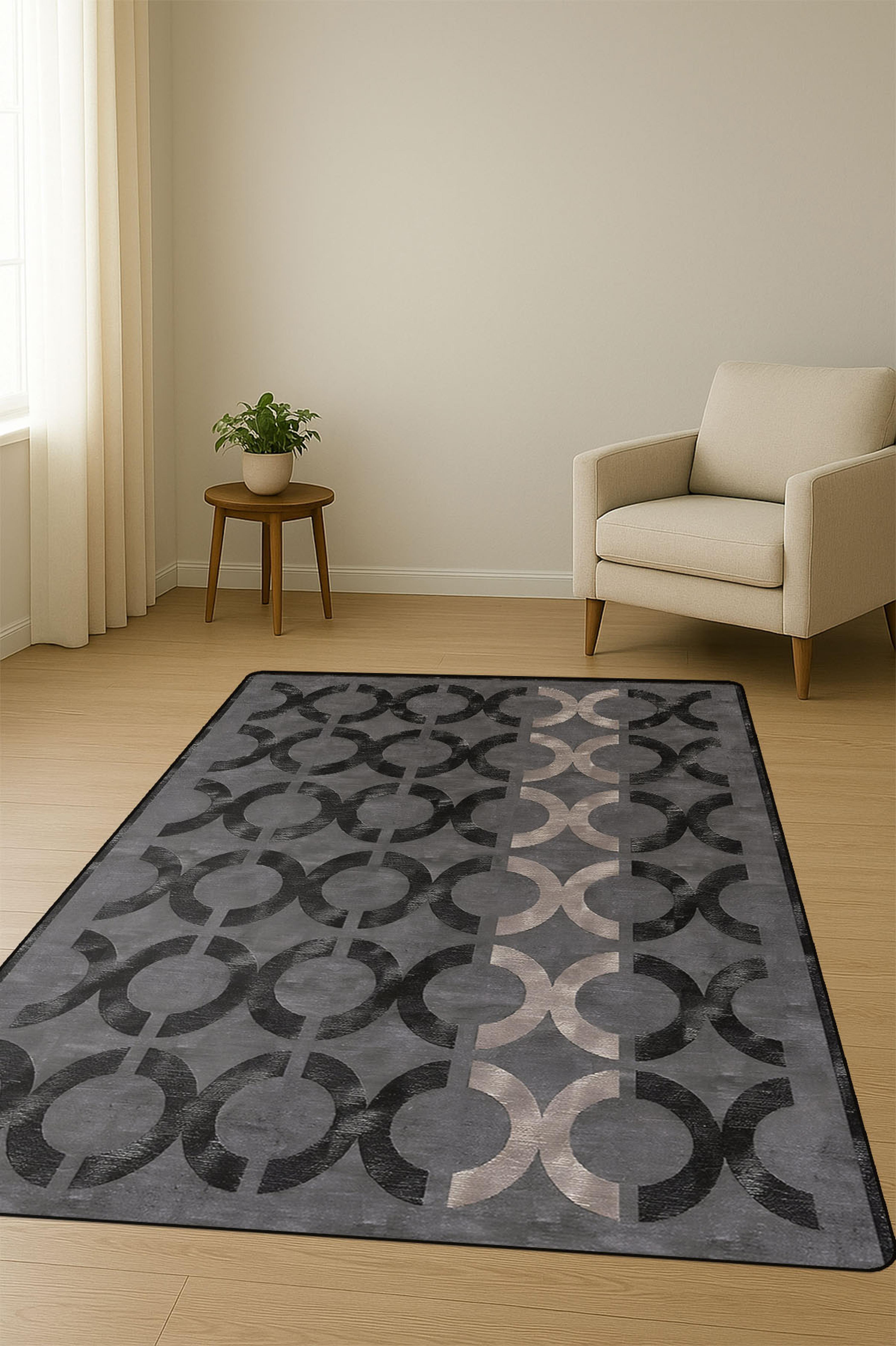 Modern Desenli Dijital Baskı Kaymaz Taban Halı H1031