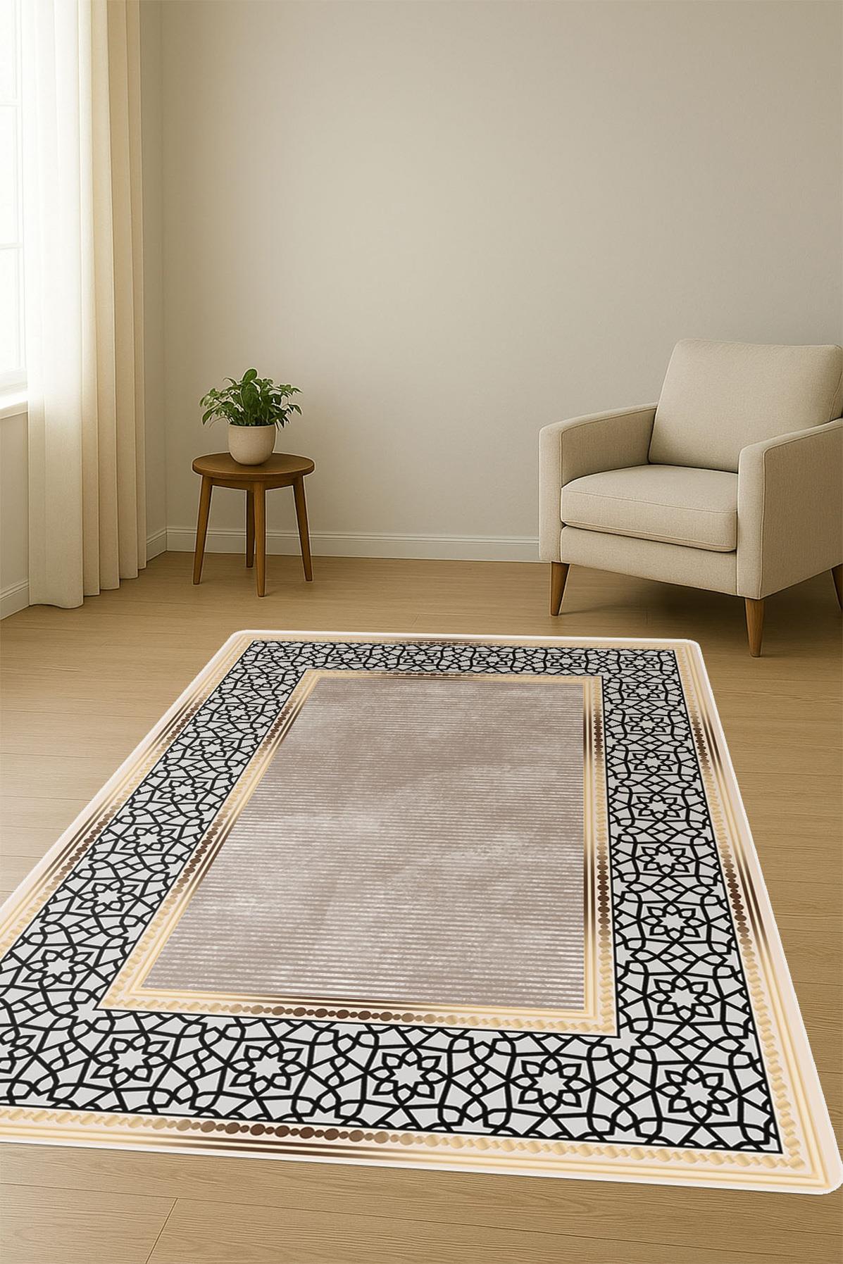 Modern Desenli Dijital Baskı Kaymaz Taban Halı H0165