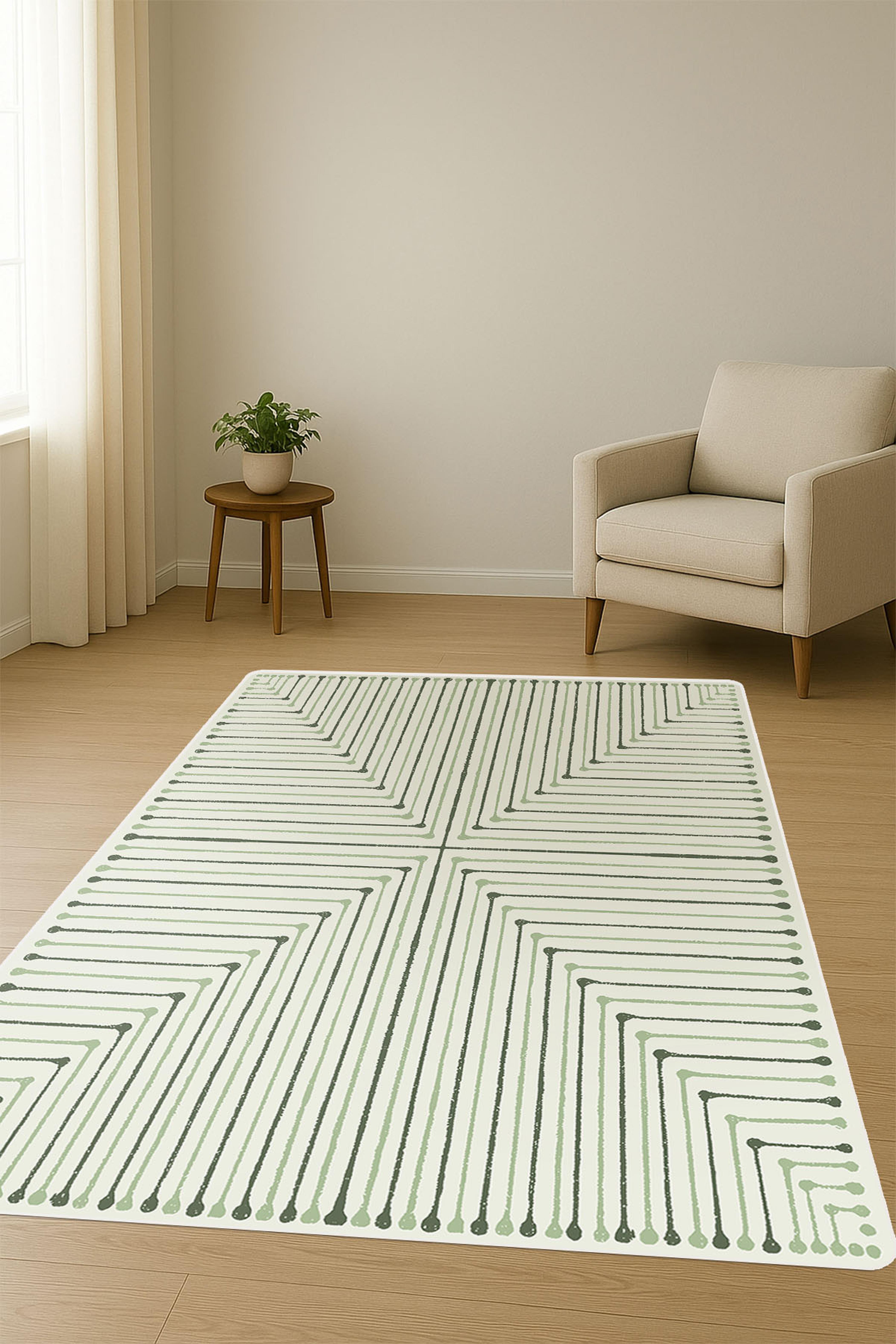 Modern Desenli Dijital Baskı Kaymaz Taban Halı H1089