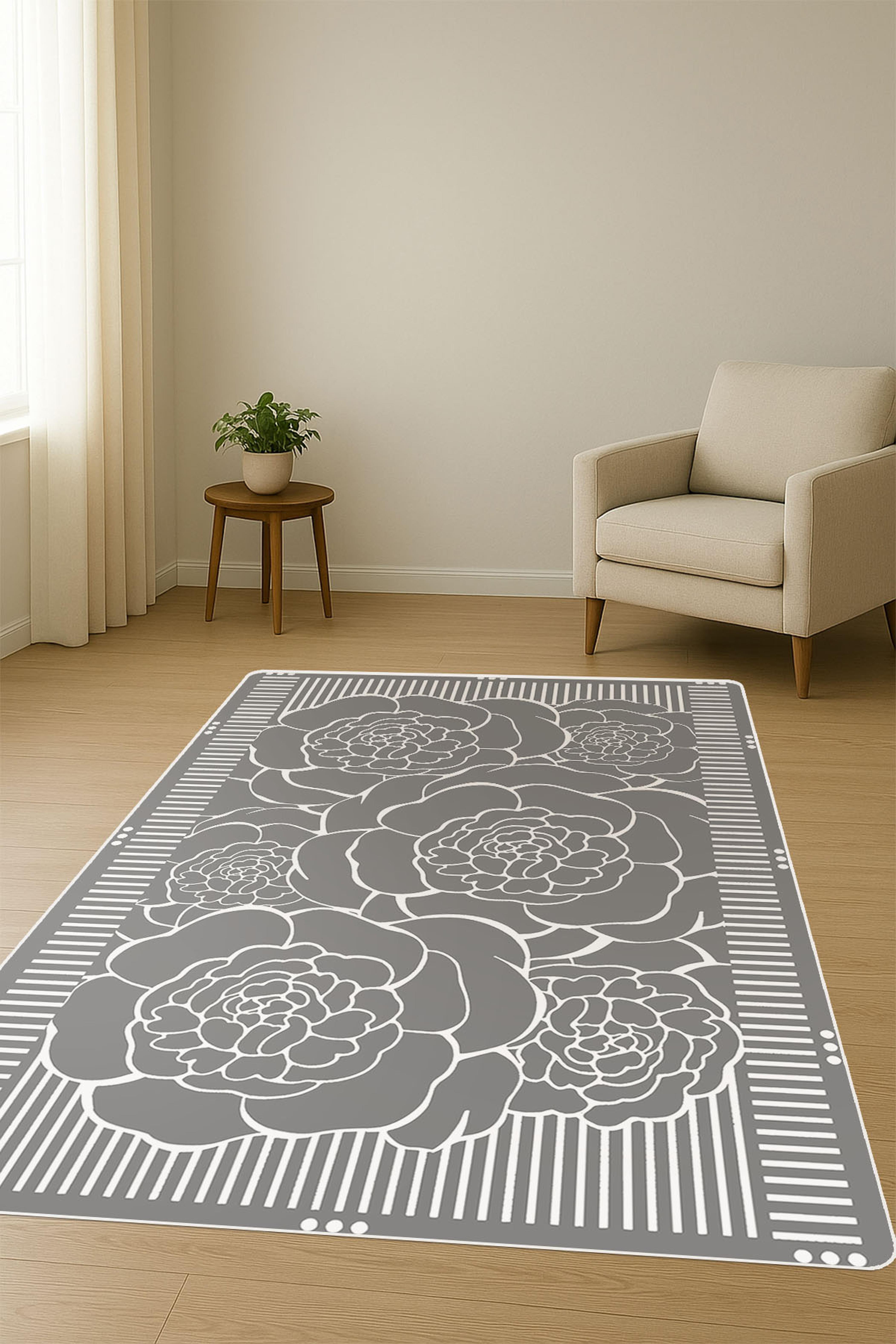 Modern Desenli Dijital Baskı Kaymaz Taban Halı H1102
