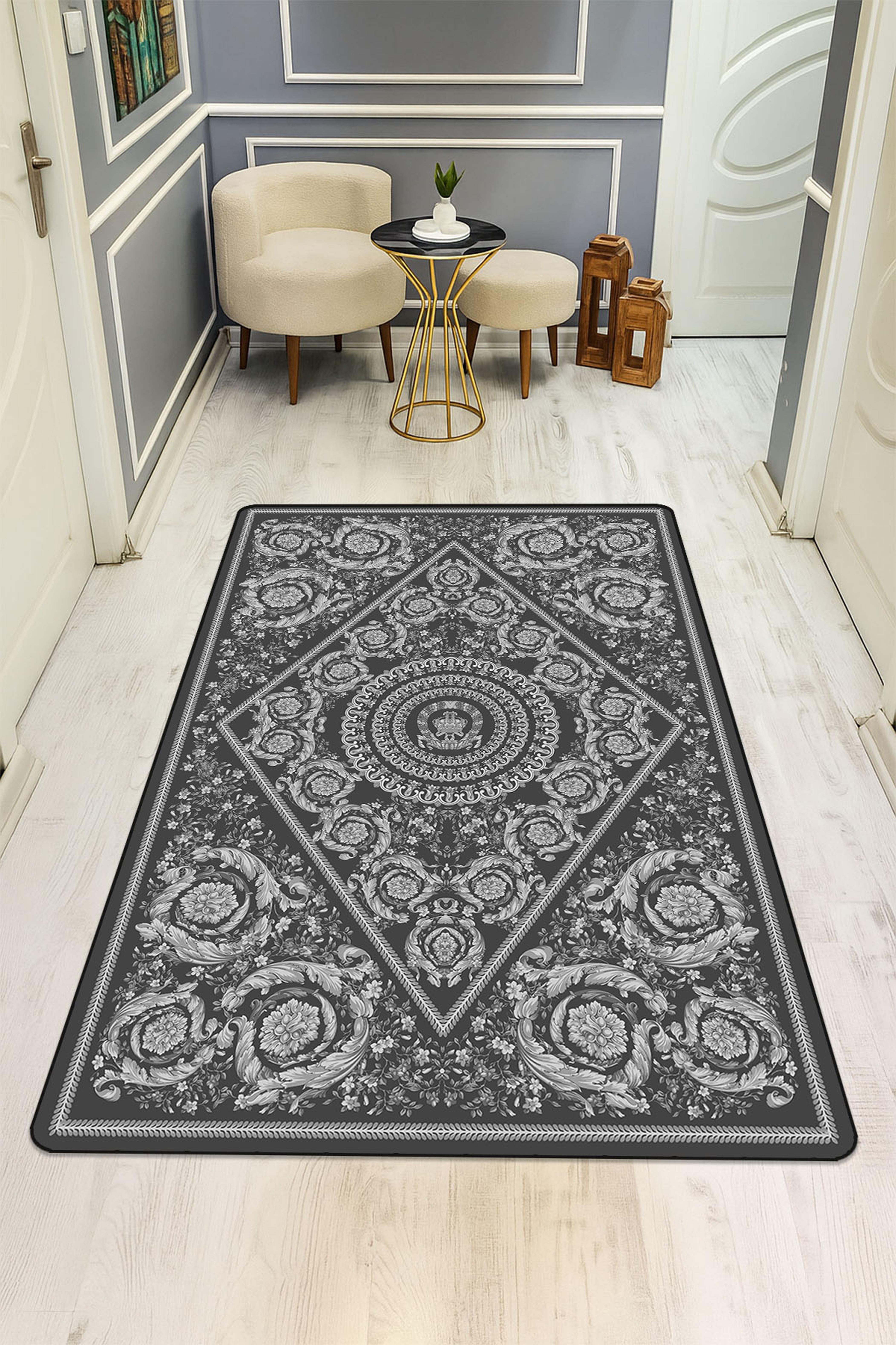 Modern Desenli Dijital Baskı Kaymaz Taban Halı H1099