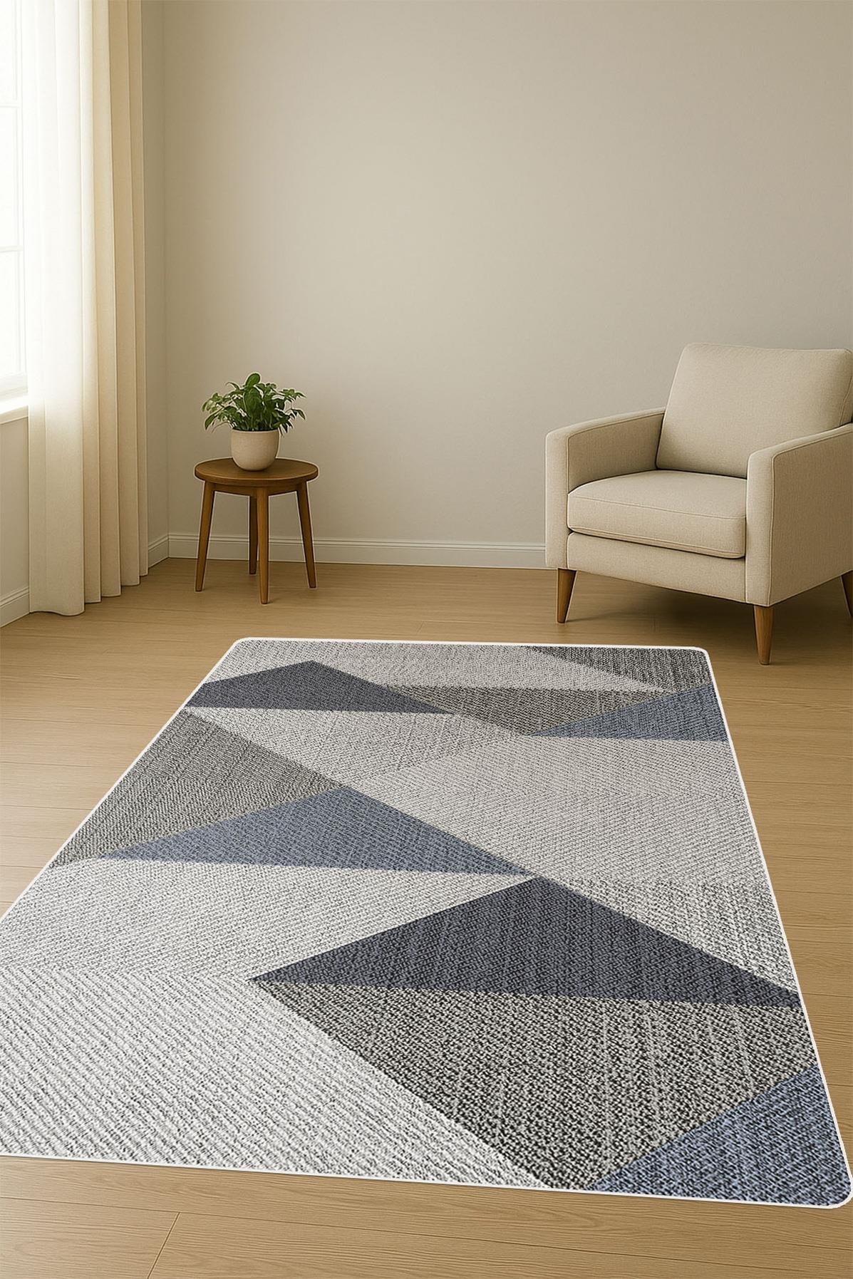 Modern Desenli Dijital Baskı Kaymaz Taban Halı H0152