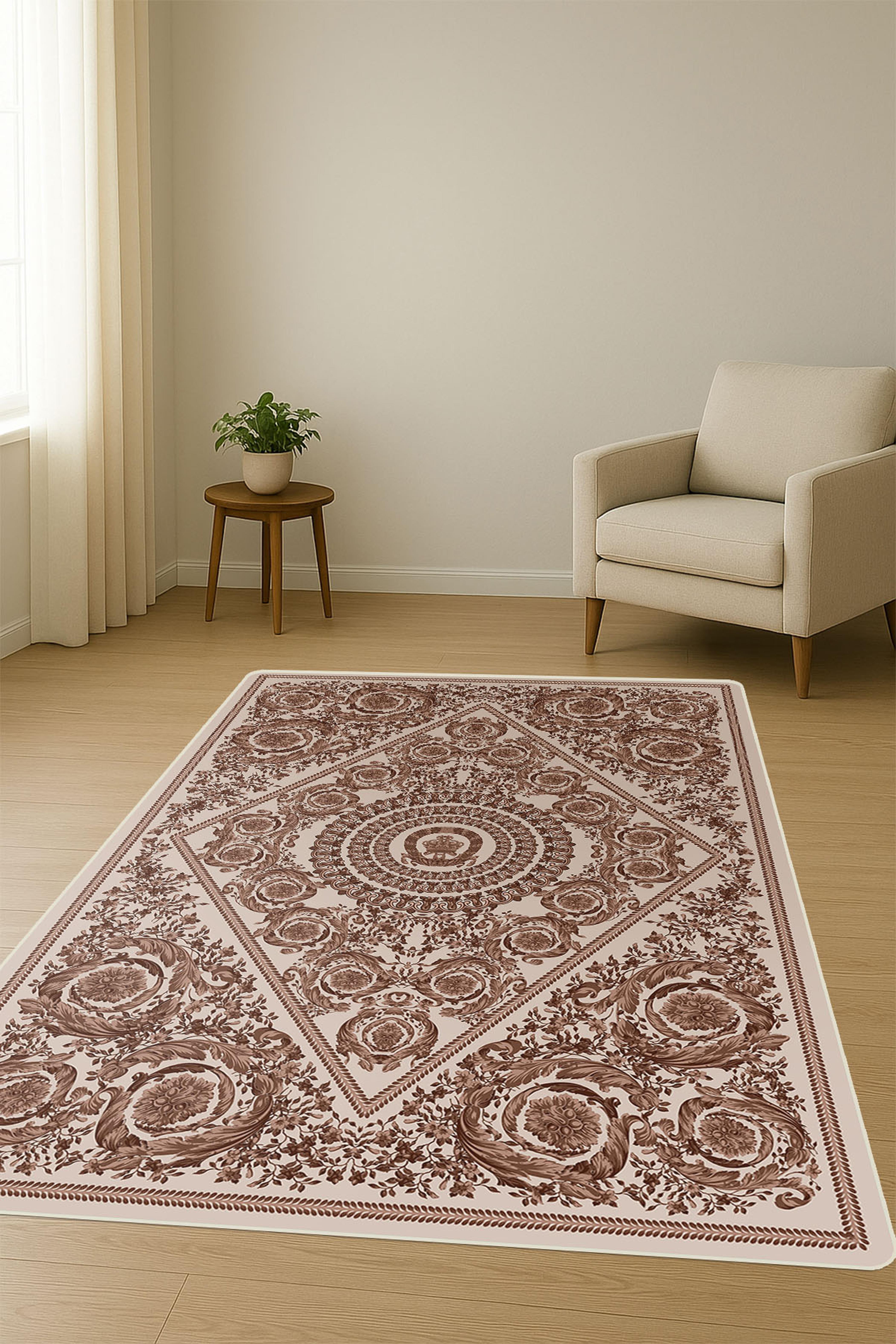 Modern Desenli Dijital Baskı Kaymaz Taban Halı H1096