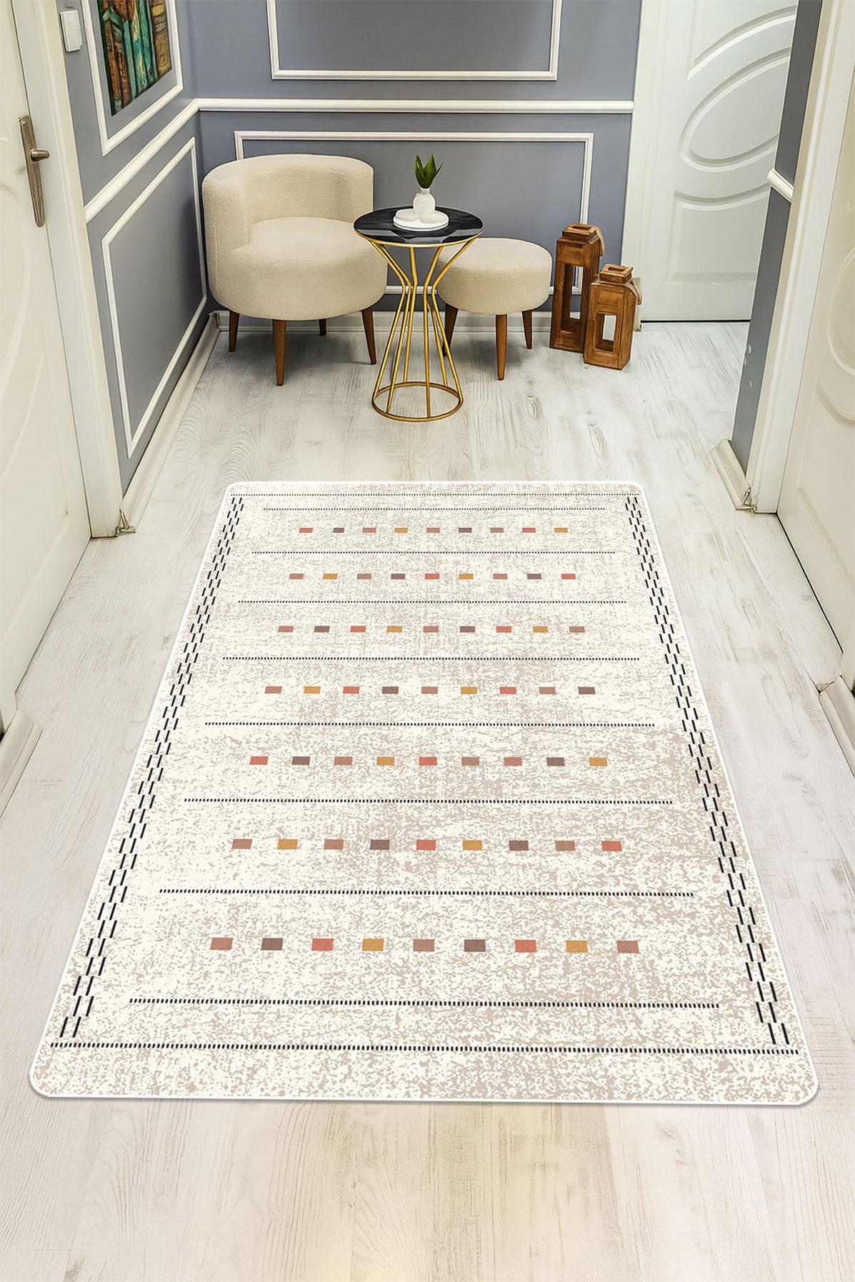 Modern Desenli Dijital Baskı Kaymaz Taban Halı H0271