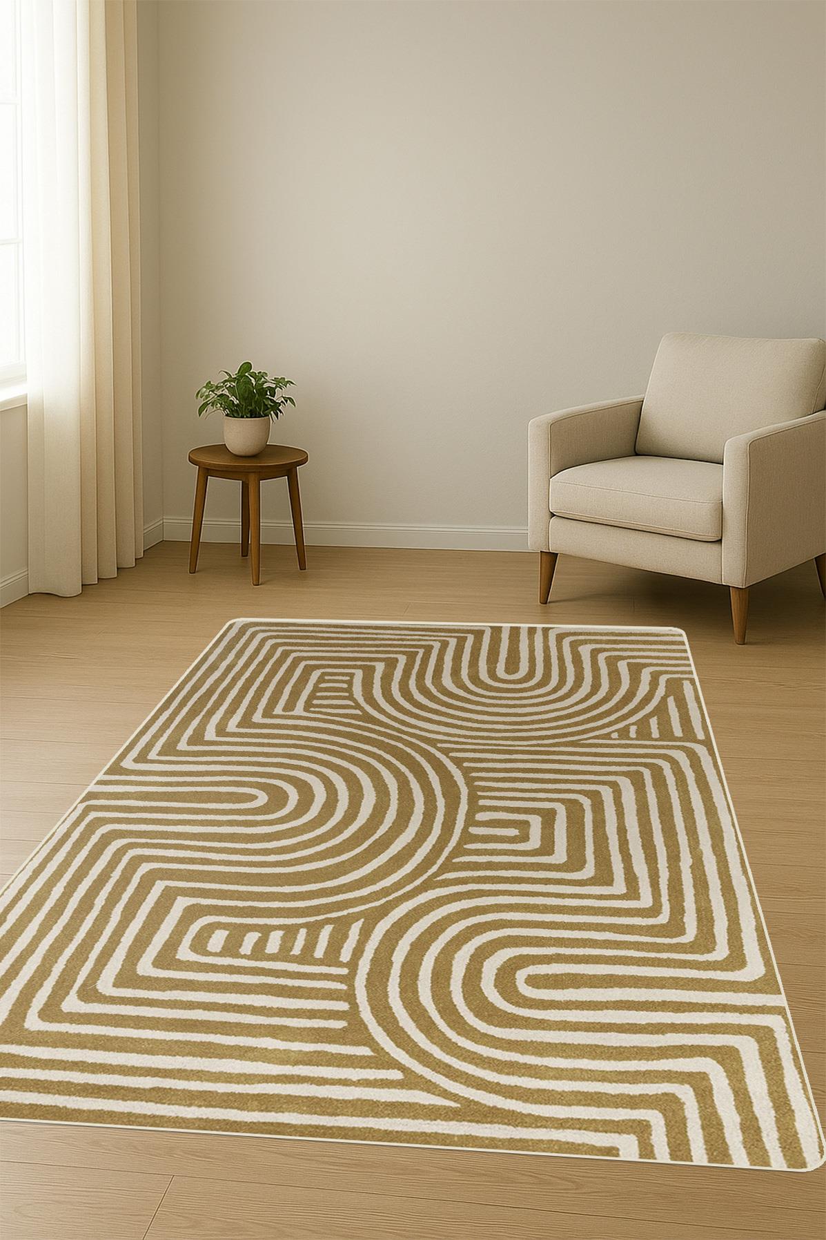 Modern Desenli Dijital Baskı Kaymaz Taban Halı H1127