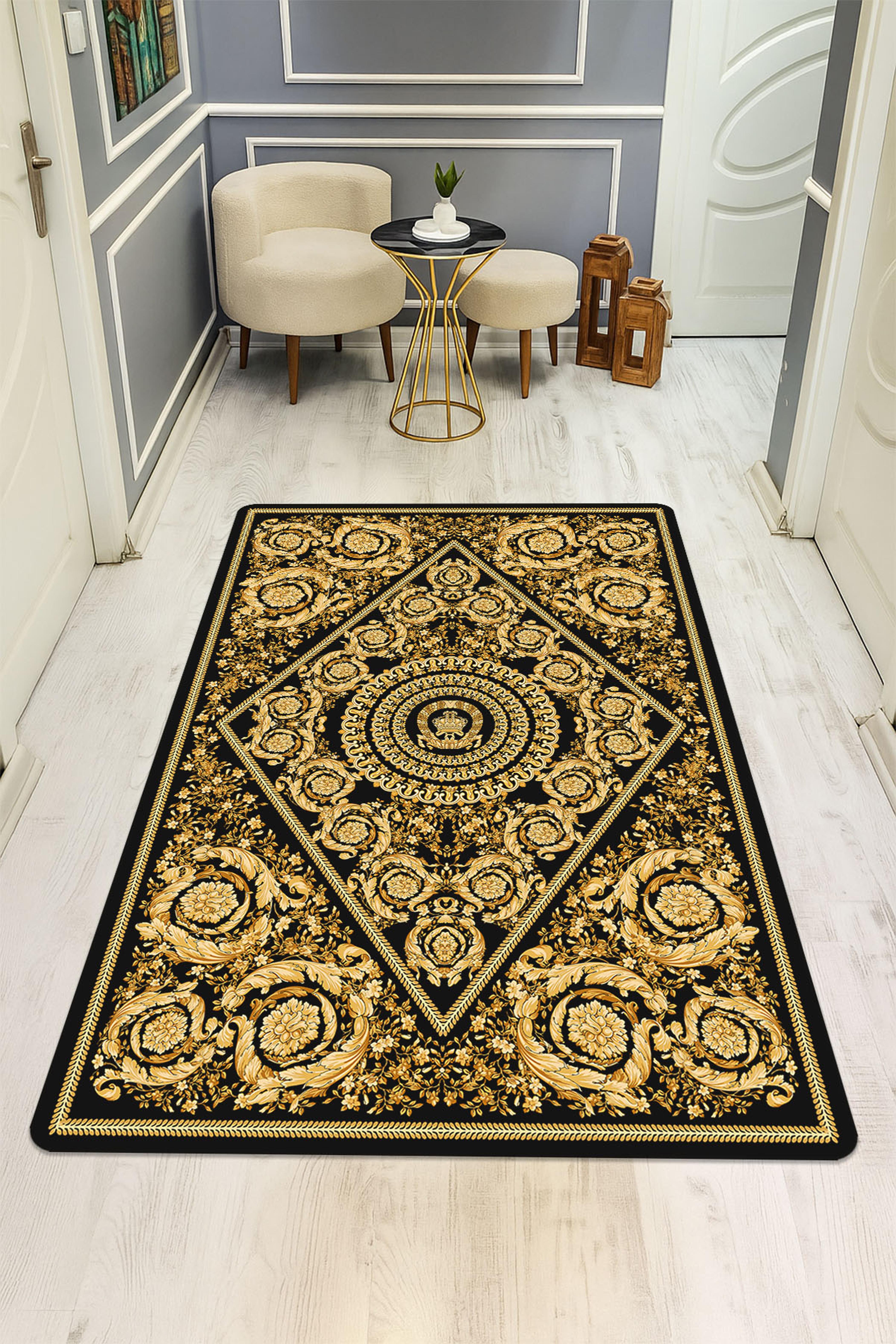 Modern Desenli Dijital Baskı Kaymaz Taban Halı H1098