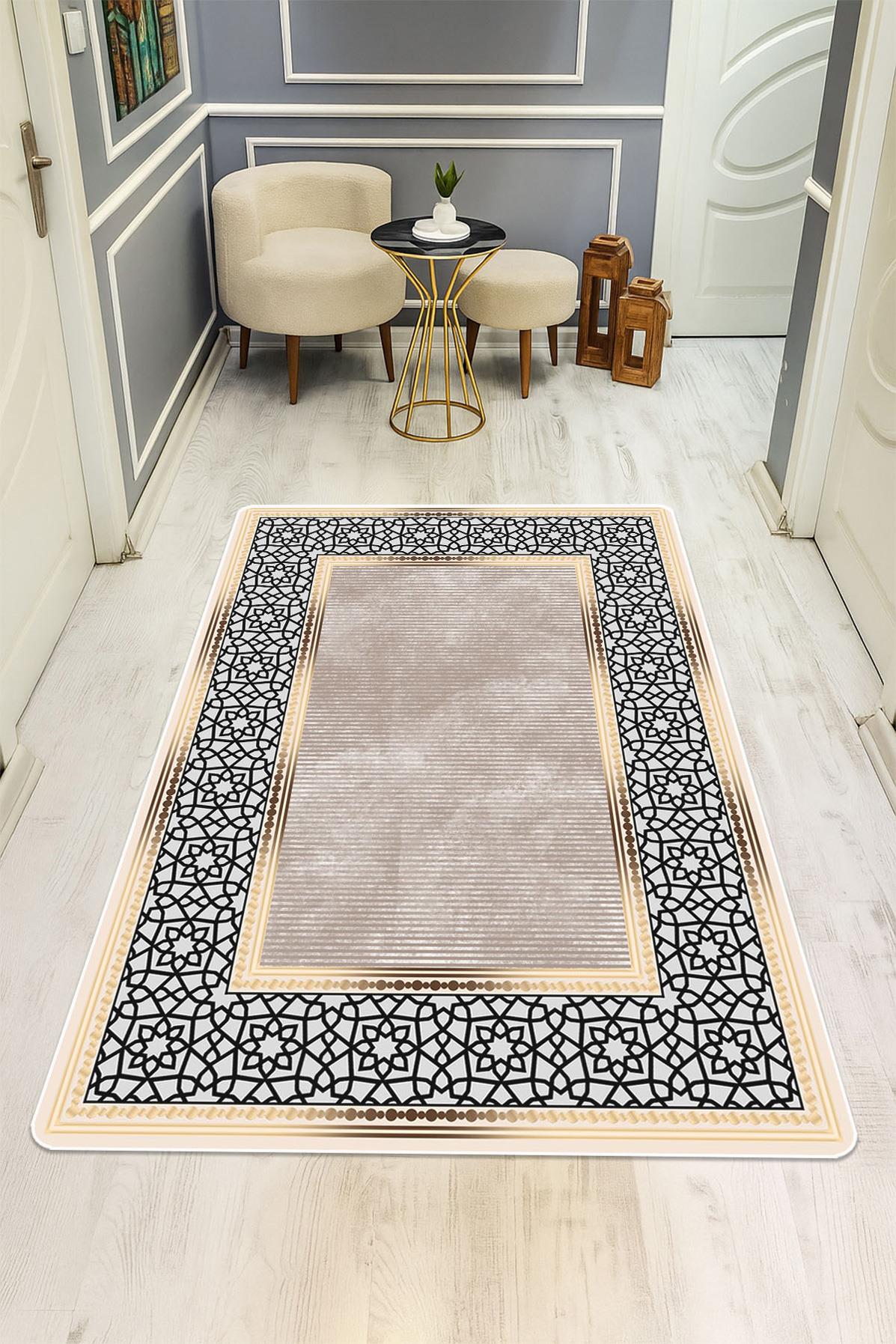 Modern Desenli Dijital Baskı Kaymaz Taban Halı H0165