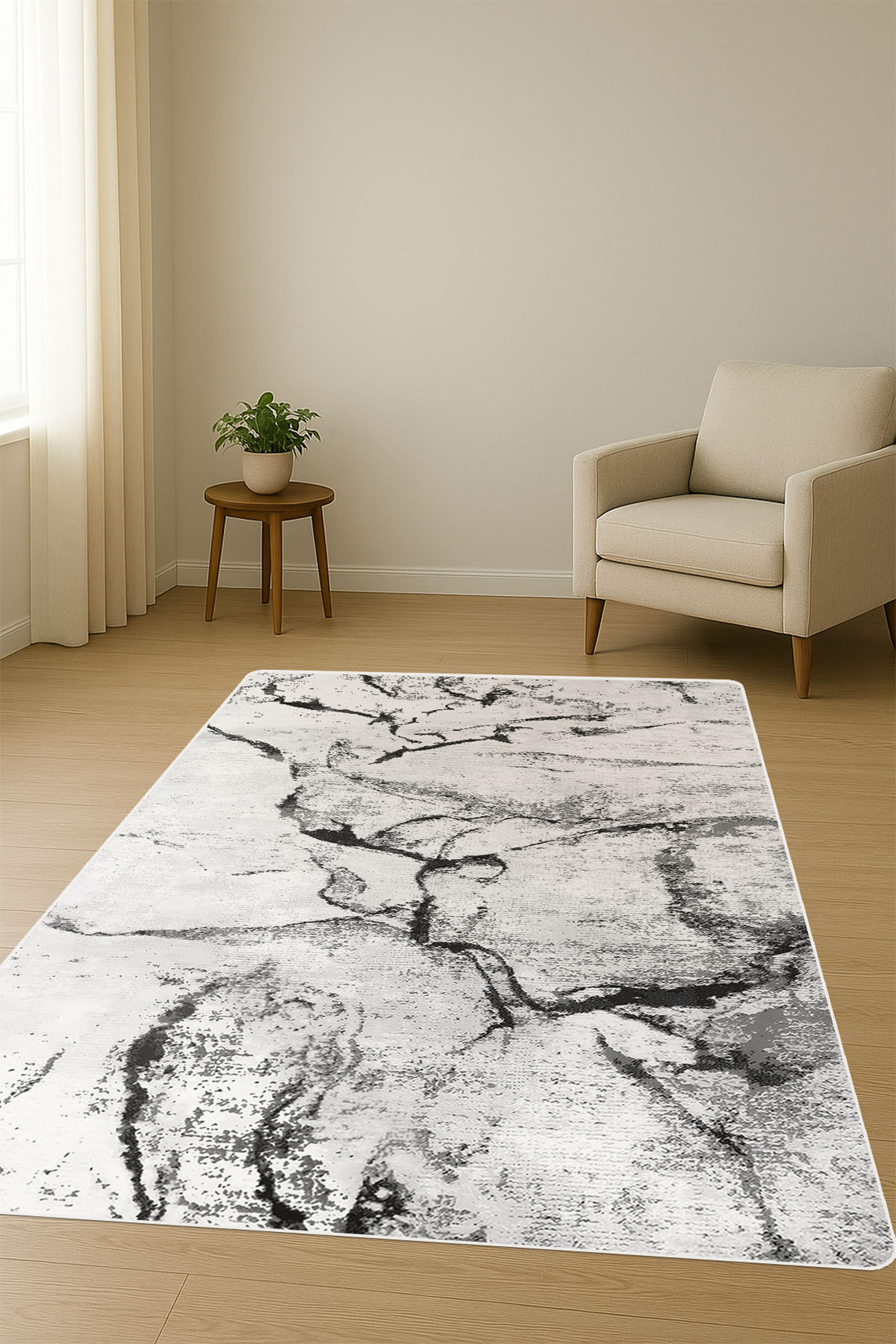Modern Desenli Dijital Baskı Kaymaz Taban Halı H1033