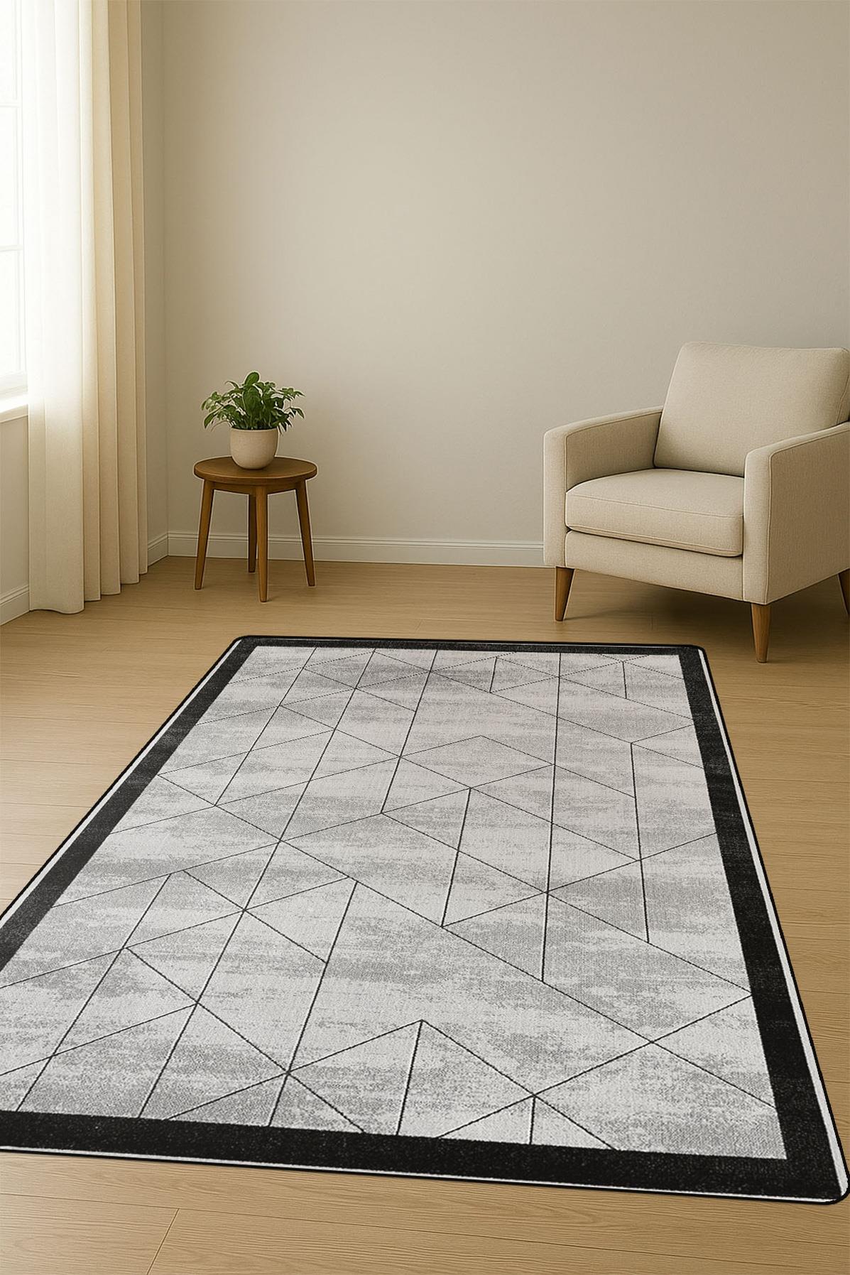 Modern Desenli Dijital Baskı Kaymaz Taban Halı H0291