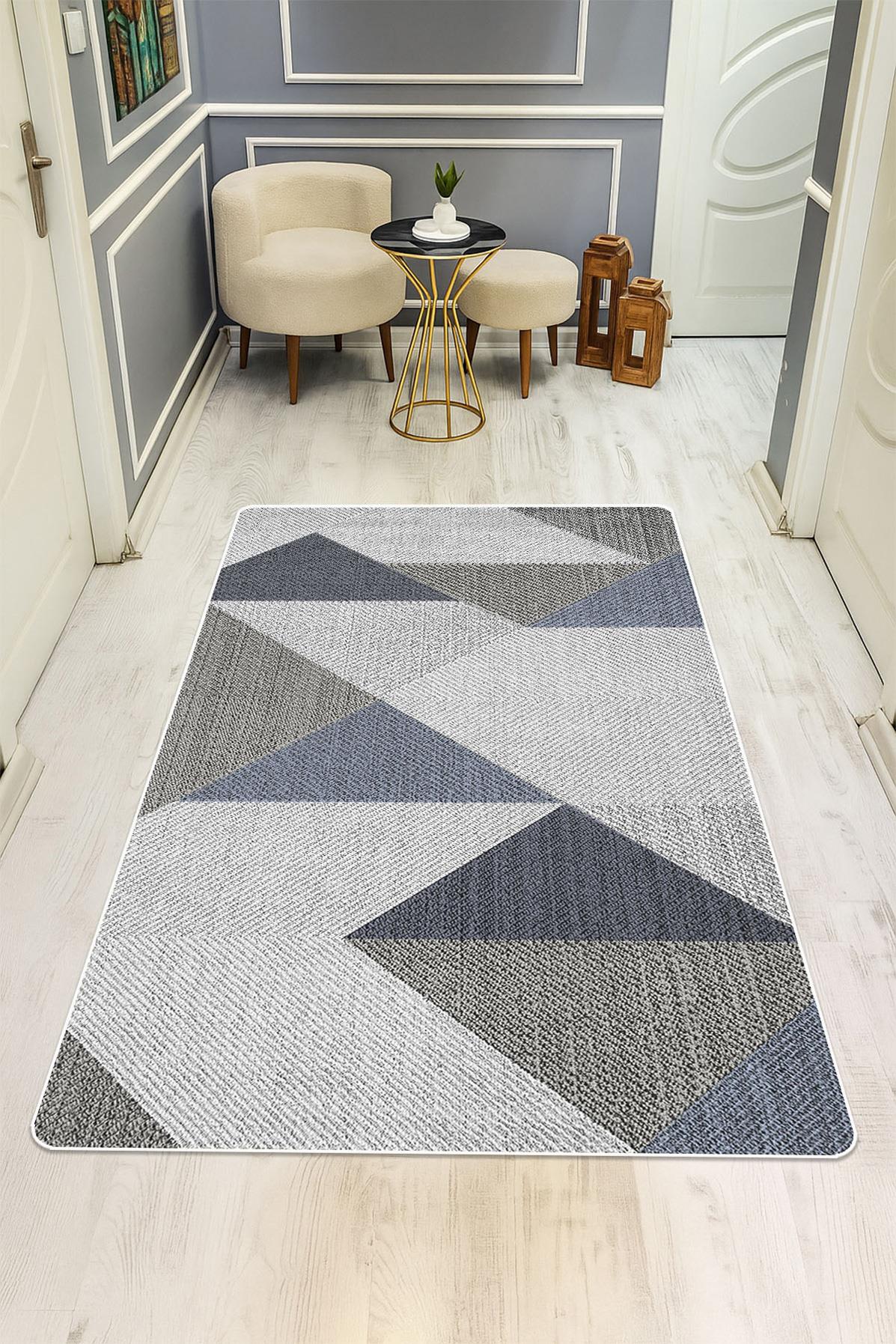 Modern Desenli Dijital Baskı Kaymaz Taban Halı H0152
