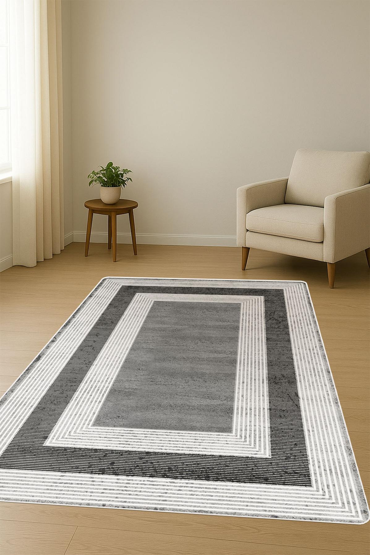 Modern Desenli Dijital Baskı Kaymaz Taban Halı H0248