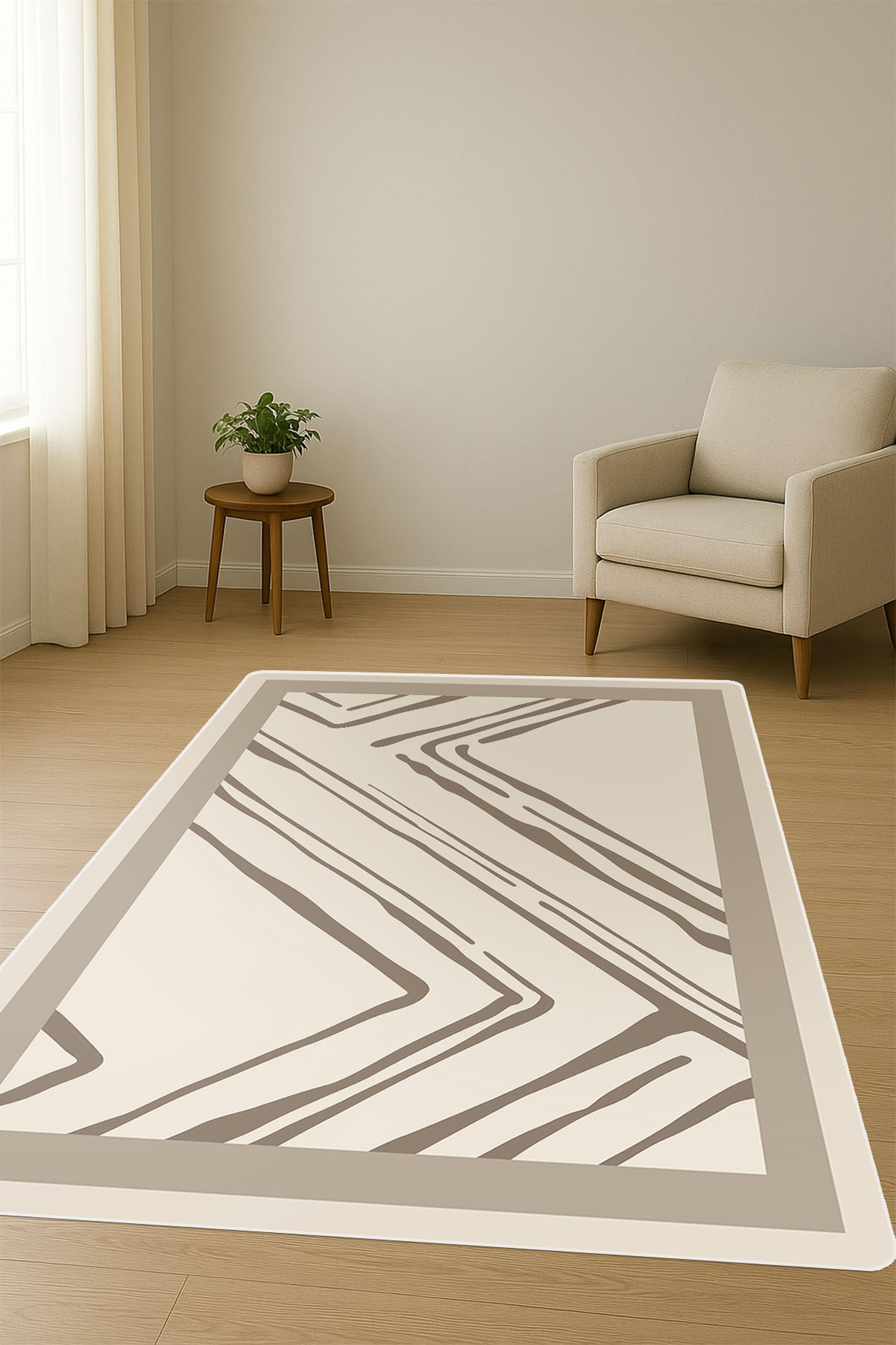 Modern Desenli Dijital Baskı Kaymaz Taban Halı H1093