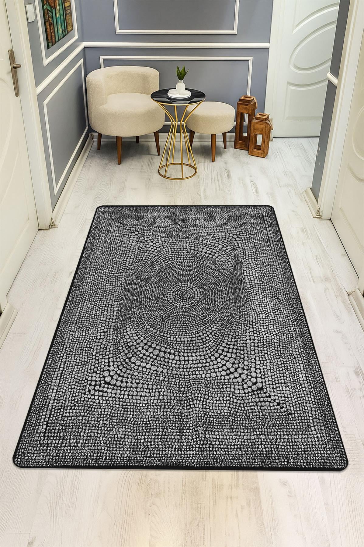 Modern Desenli Dijital Baskı Kaymaz Taban Halı H1120