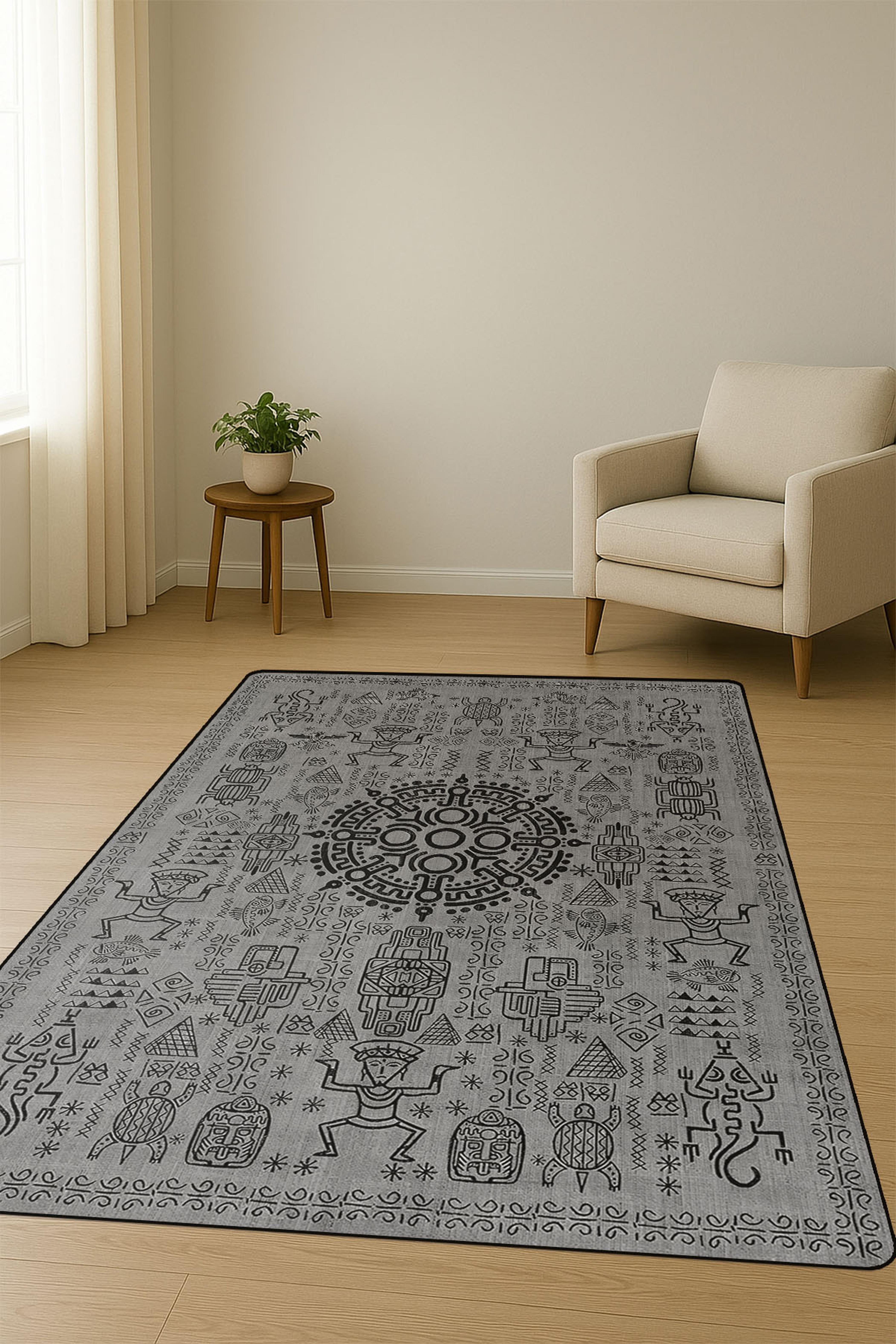 Modern Desenli Dijital Baskı Kaymaz Taban Halı H1092