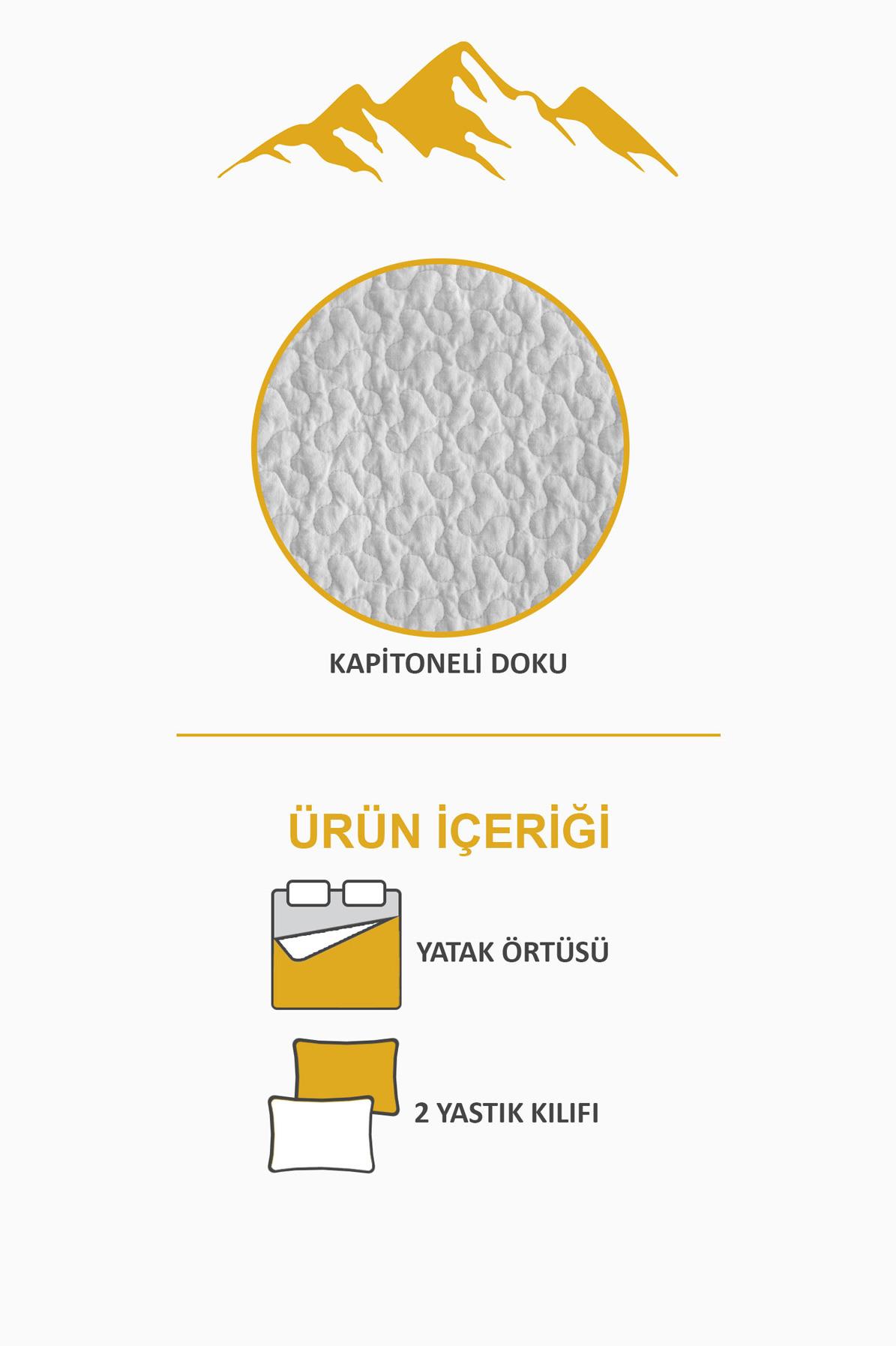 Parlak Kadife Kumaş Kapitoneli Çift Kişilik Yatak Örtüsü Seti (3 Parça) CKY0020