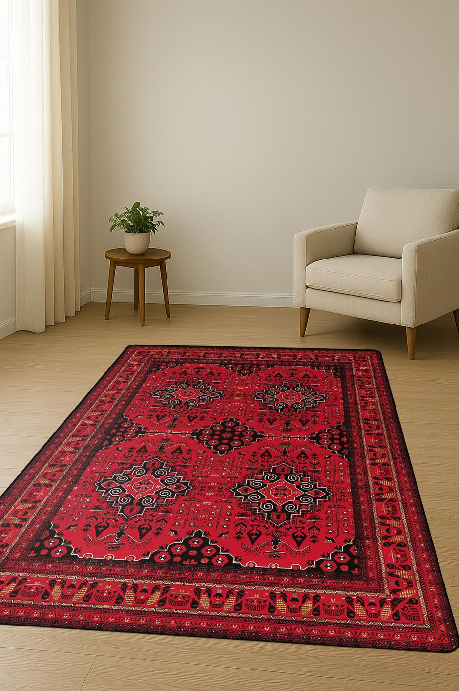 Vintage Desen Dijital Baskı Kaymaz Taban Halı H1052