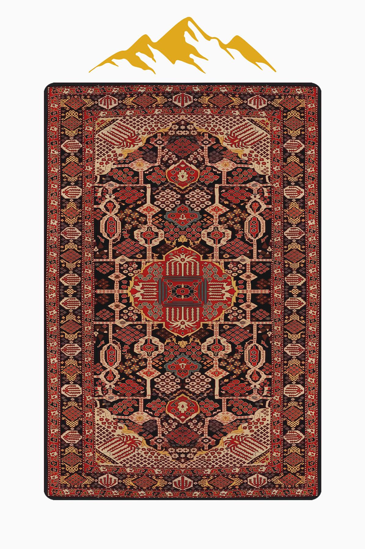 Vintage Desen Dijital Baskı Kaymaz Taban Halı H1053