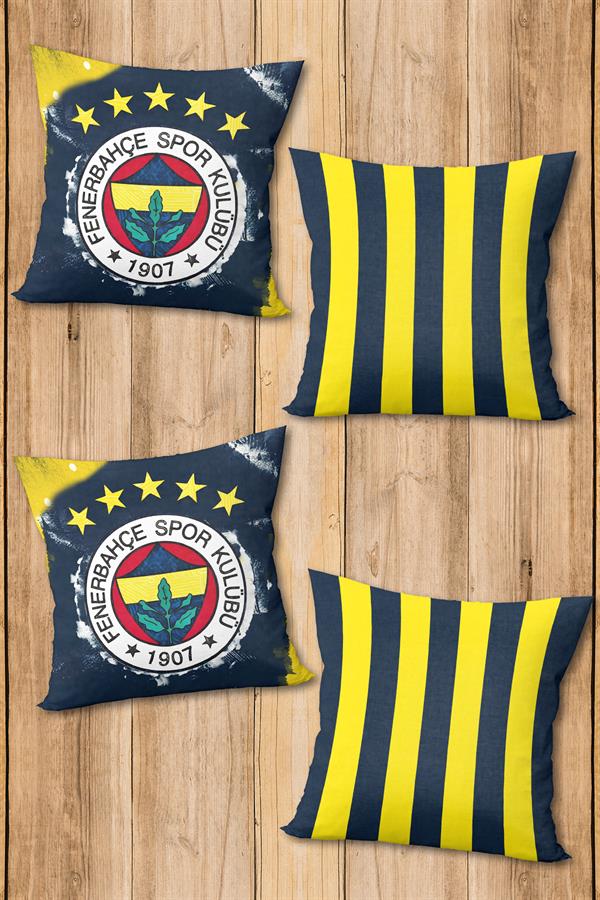 Çift Taraf Baskılı Parlak Kadife Kumaş  Modern Desen 4 adet Kırlent Kılıf Seti