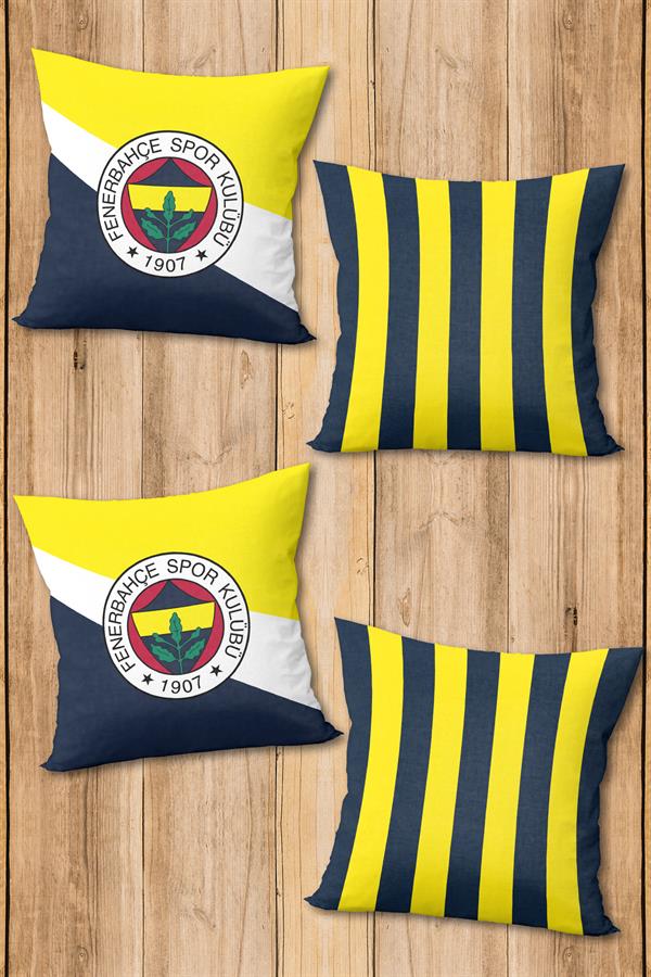 Çift Taraf Baskılı Parlak Kadife Kumaş  Modern Desen 4 adet Kırlent Kılıf Seti