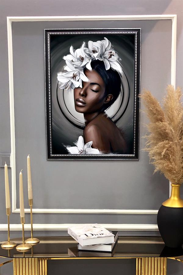 Dekoratif Afrikalı Kadın Desenli Modern Tablo 50x70 CM