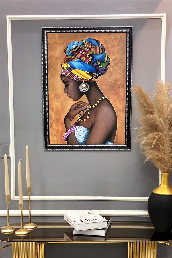 Dekoratif Afrikalı Kadın Desenli Modern Tablo 50x70 CM