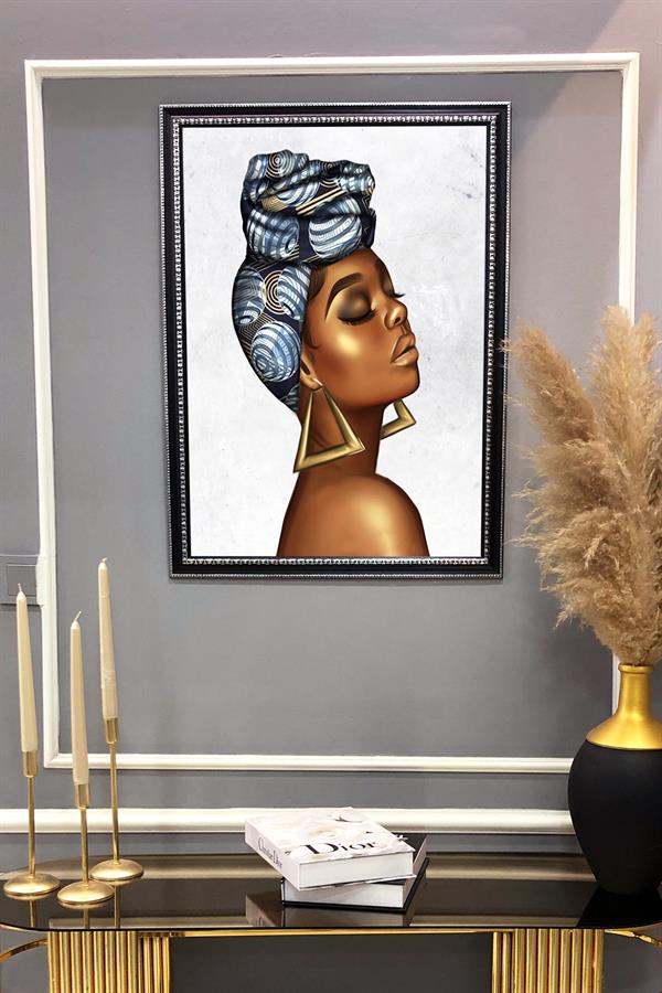 Dekoratif Afrikalı Kadın Desenli Modern Tablo 50x70 CM
