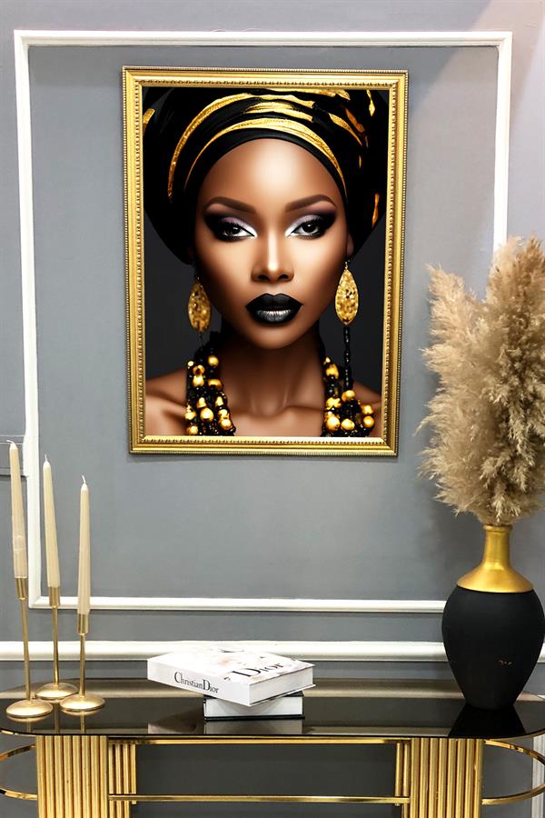 Dekoratif Afrikalı Kadın Desenli Modern Tablo 50x70 CM