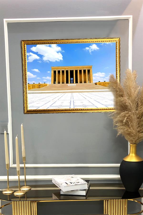 Dekoratif Modern Anıtkabir Desenli Çerçeveli Tablo Duvar Tablosu 50x70cm ATA15