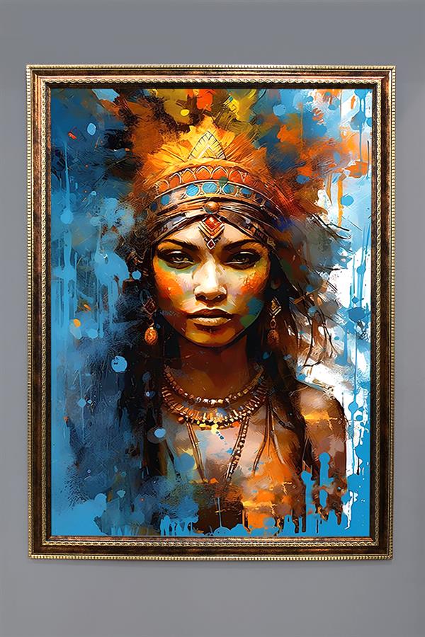Dekoratif Modern Çerçeveli Kadın Desenli Duvar Tablosu 50x70 CM