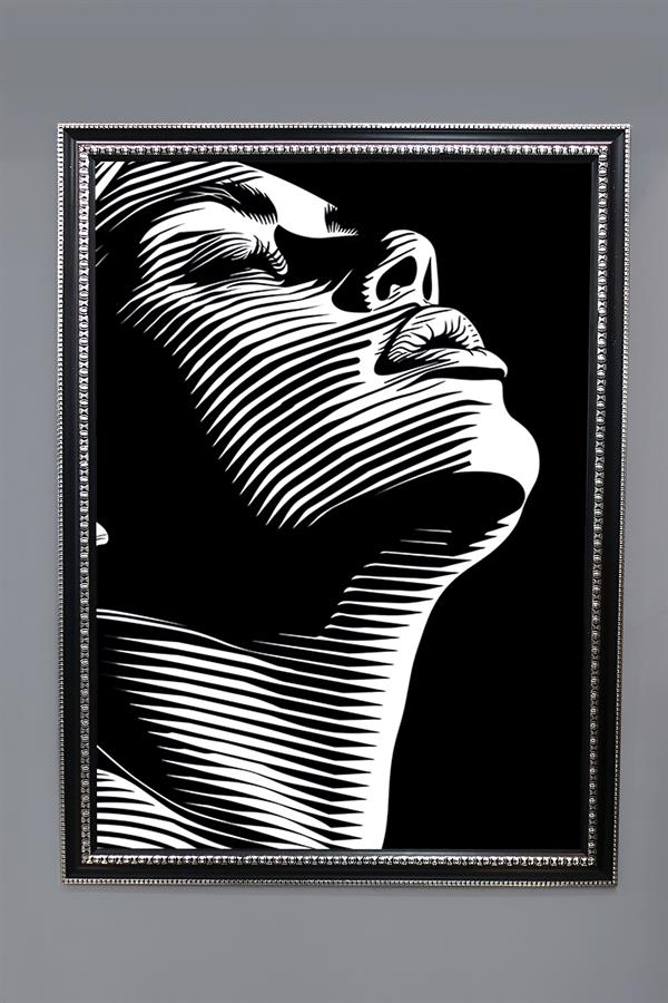 Dekoratif Modern Çerçeveli Kadın Desenli Duvar Tablosu 50x70 CM