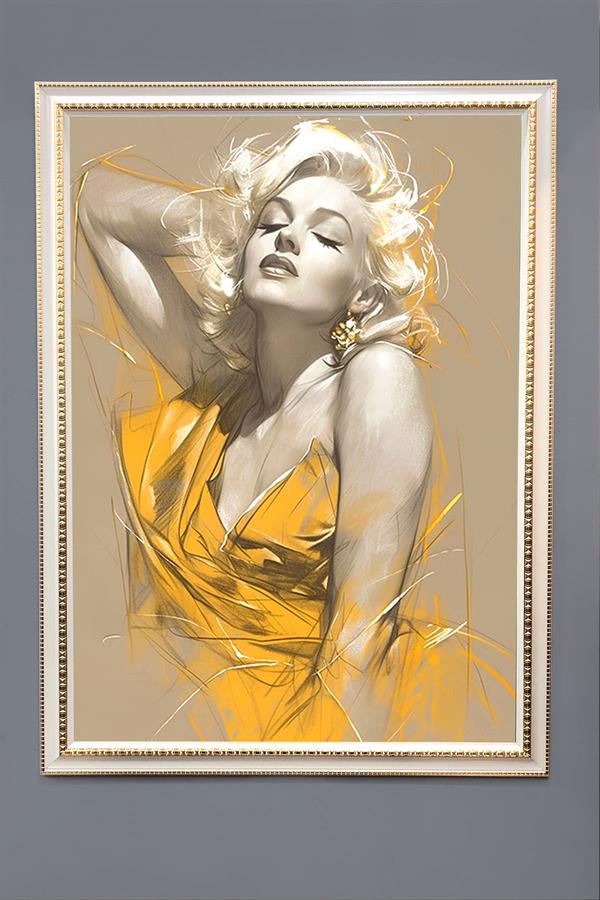 Dekoratif Modern Çerçeveli Marilyn Monroe Desenli Duvar Tablosu 50x70 CM