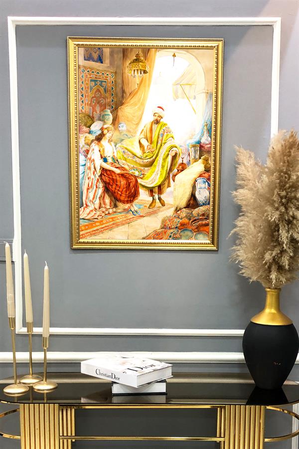 Dekoratif Modern Çerçeveli Oryantalist Osmanlı Desenli Duvar Tablosu 50x70 CM OSMN01