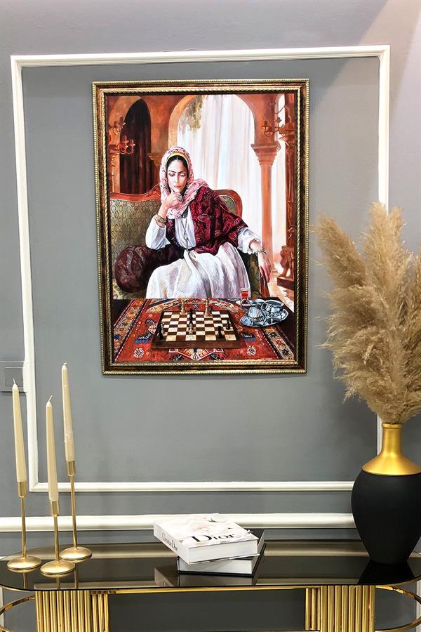 Dekoratif Modern Çerçeveli Oryantalist Osmanlı Desenli Duvar Tablosu 50x70 CM OSMN04