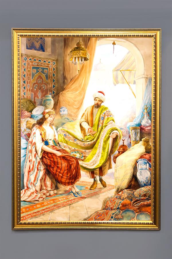 Dekoratif Modern Çerçeveli Oryantalist Osmanlı Desenli Duvar Tablosu 50x70 CM OSMN01