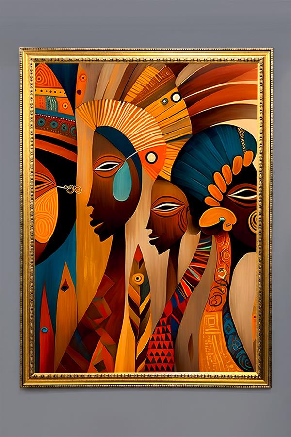Dekoratif Modern Çerçeveli Sanatsal Kadınlar Desenli Duvar Tablosu 50x70 CM