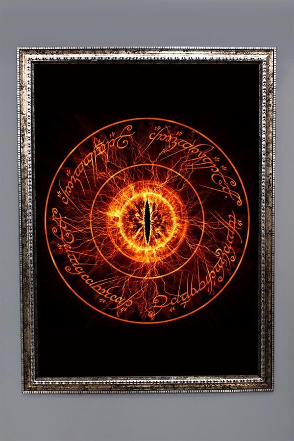 Dekoratif Modern Çerçeveli Sauron Gözü Lotr Desenli Duvar Tablosu 50x70 CM