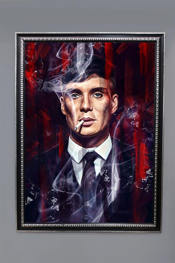 Dekoratif Modern Çerçeveli Thomas Shelby Desenli Duvar Tablosu 50x70 CM