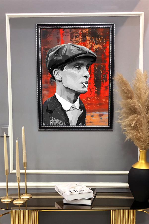 Dekoratif Modern Çerçeveli Thomas Shelby Desenli Duvar Tablosu 50x70 CM