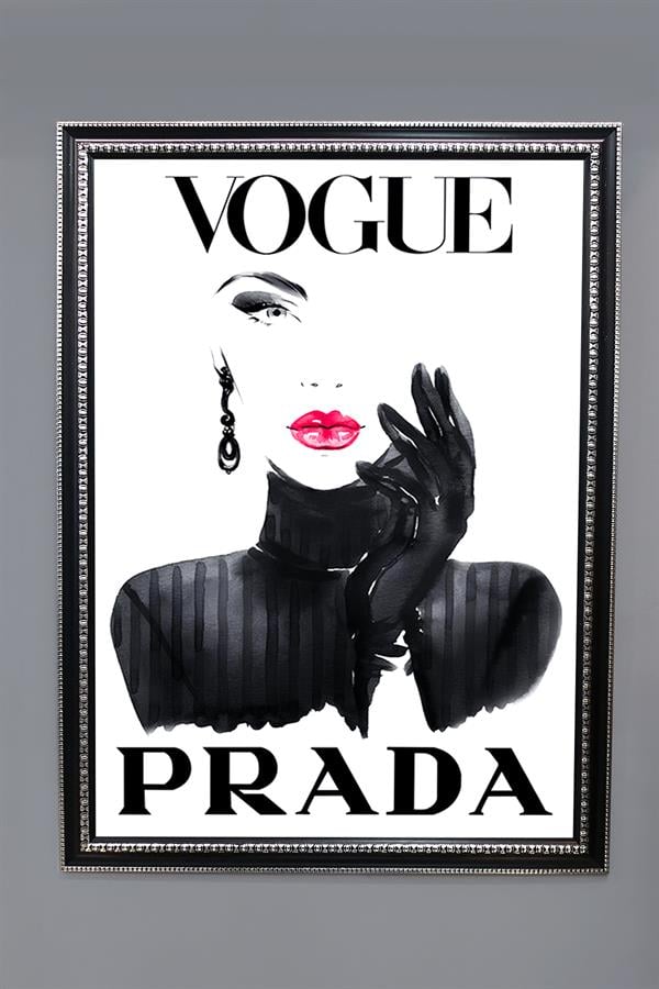Dekoratif Modern Çerçeveli Vogue Kadın Moda Desenli Duvar Tablosu 50x70 CM