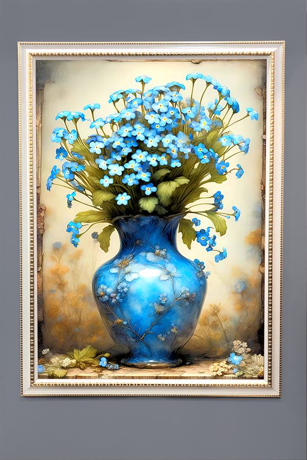 Dekoratif Modern Çiçek Desenli Çerçeveli Duvar Tablosu 50x70cm FLOWER04