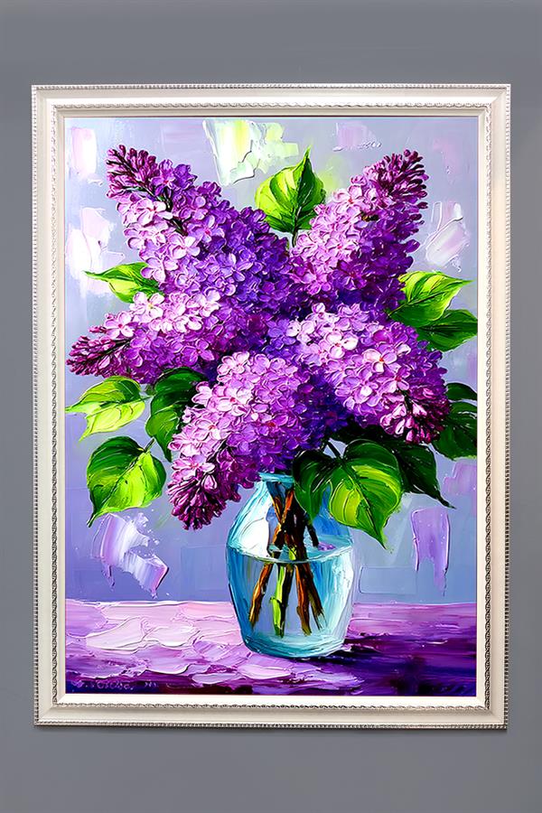 Dekoratif Modern Çiçek Desenli Çerçeveli Duvar Tablosu 50x70cm FLOWER03