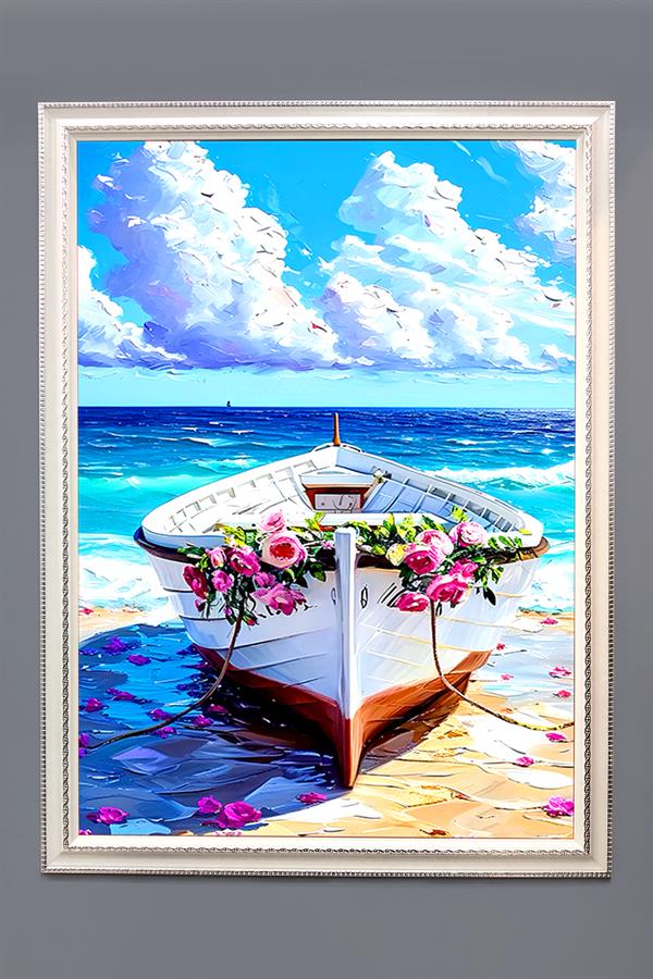 Dekoratif Modern Çiçek Desenli Çerçeveli Duvar Tablosu 50x70cm FLOWER06