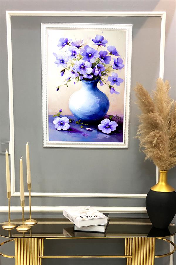Dekoratif Modern Çiçek Desenli Çerçeveli Duvar Tablosu 50x70cm FLOWER09
