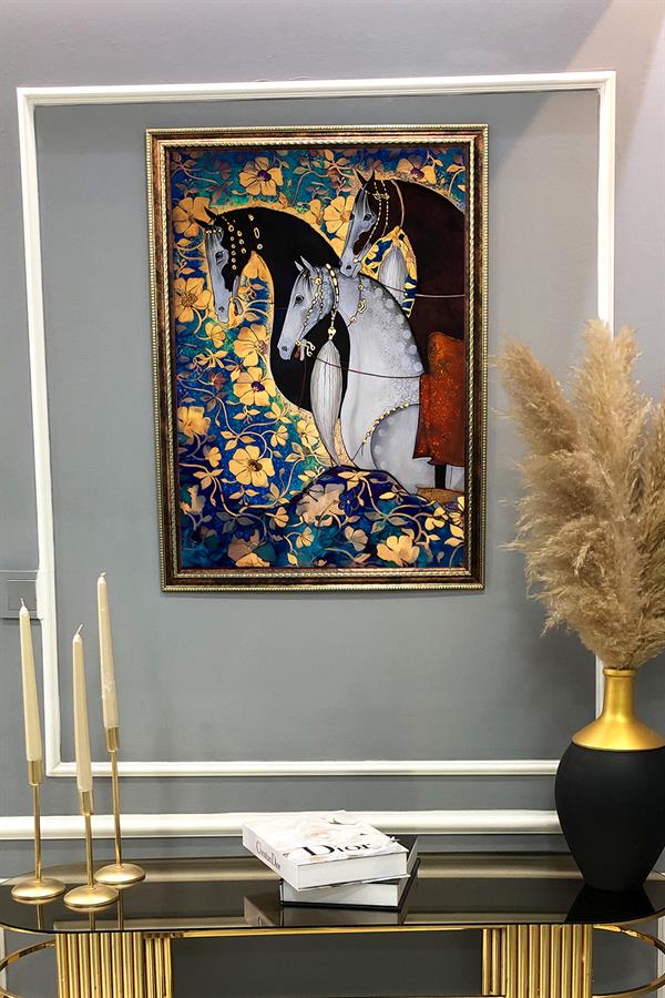 Dekoratif Modern Desenli Çerçeveli Duvar Tablosu 50x70cm RÜYA10