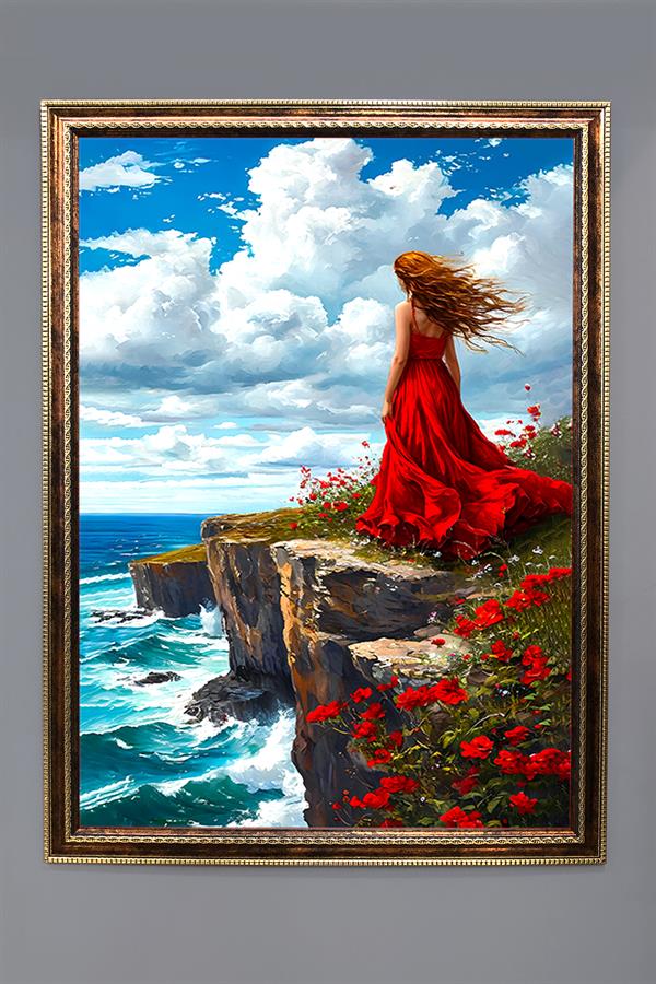 Dekoratif Modern Desenli Çerçeveli Duvar Tablosu 50x70cm RÜYA12