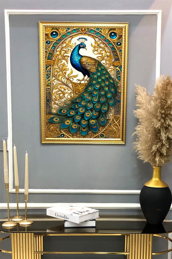 Dekoratif Modern Desenli Çerçeveli Duvar Tablosu 50x70cm RÜYA03